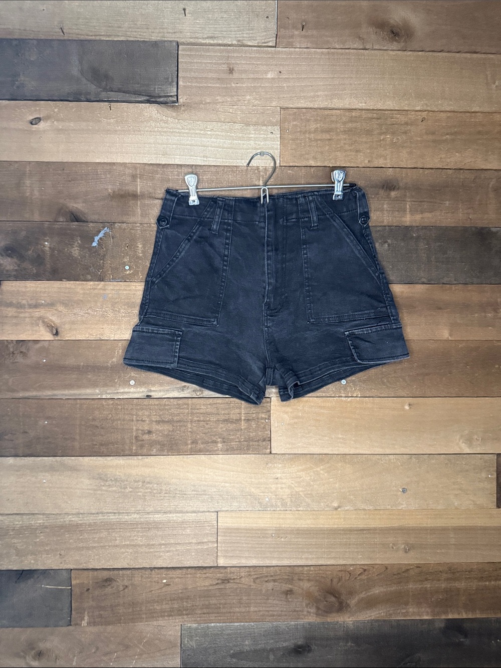 Forever 21 High-Waist Black Cargo Pocket Shorts